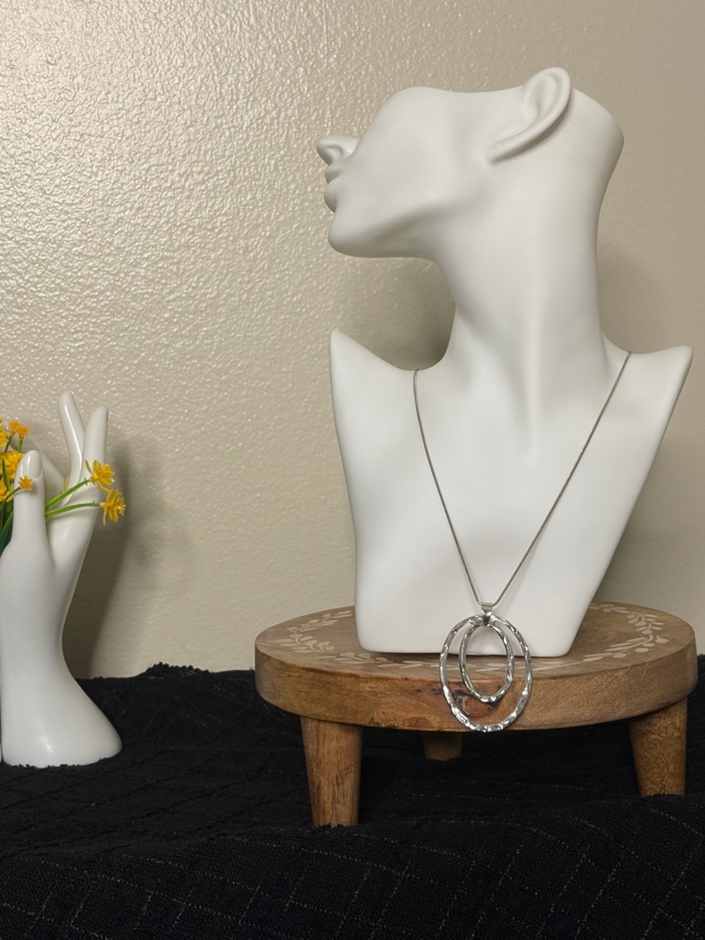 Interlocking Circle Necklace Silver Pendant Minimalist Layering Necklace Modern